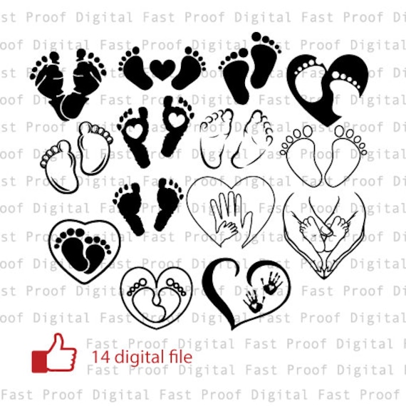 Download Baby Foot Silhouette Svg Cutting File Clipart Baby Etsy