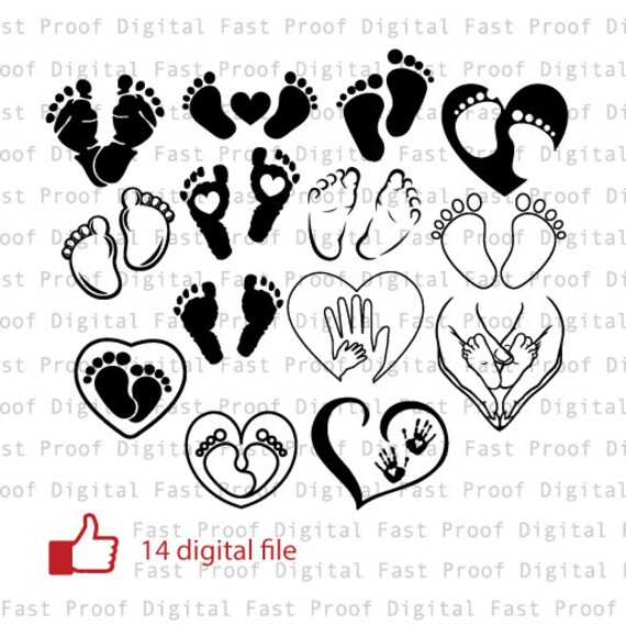 Baby Foot Silhouette Svg Schneiddatei Clipart Baby Etsy