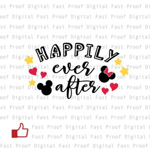 Happily Ever After Silhouette SVG, cutting file, clipart, Disneyland SVG ,  Mickey&Minnie Head SVG