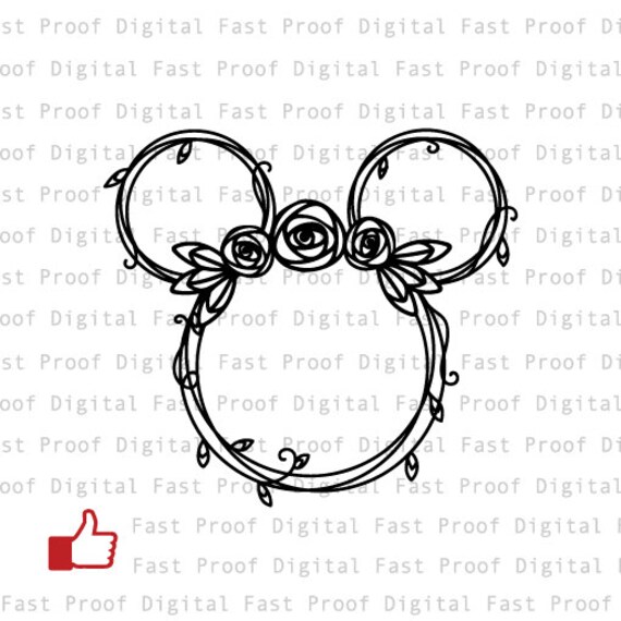 Download Mickey Ear Floral Silhouette Svg Cutting File Clipart Etsy