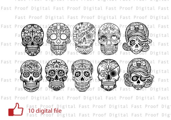 Download Sugar Skull Silhouette Svg Cutting File Candy Skull Svg Etsy