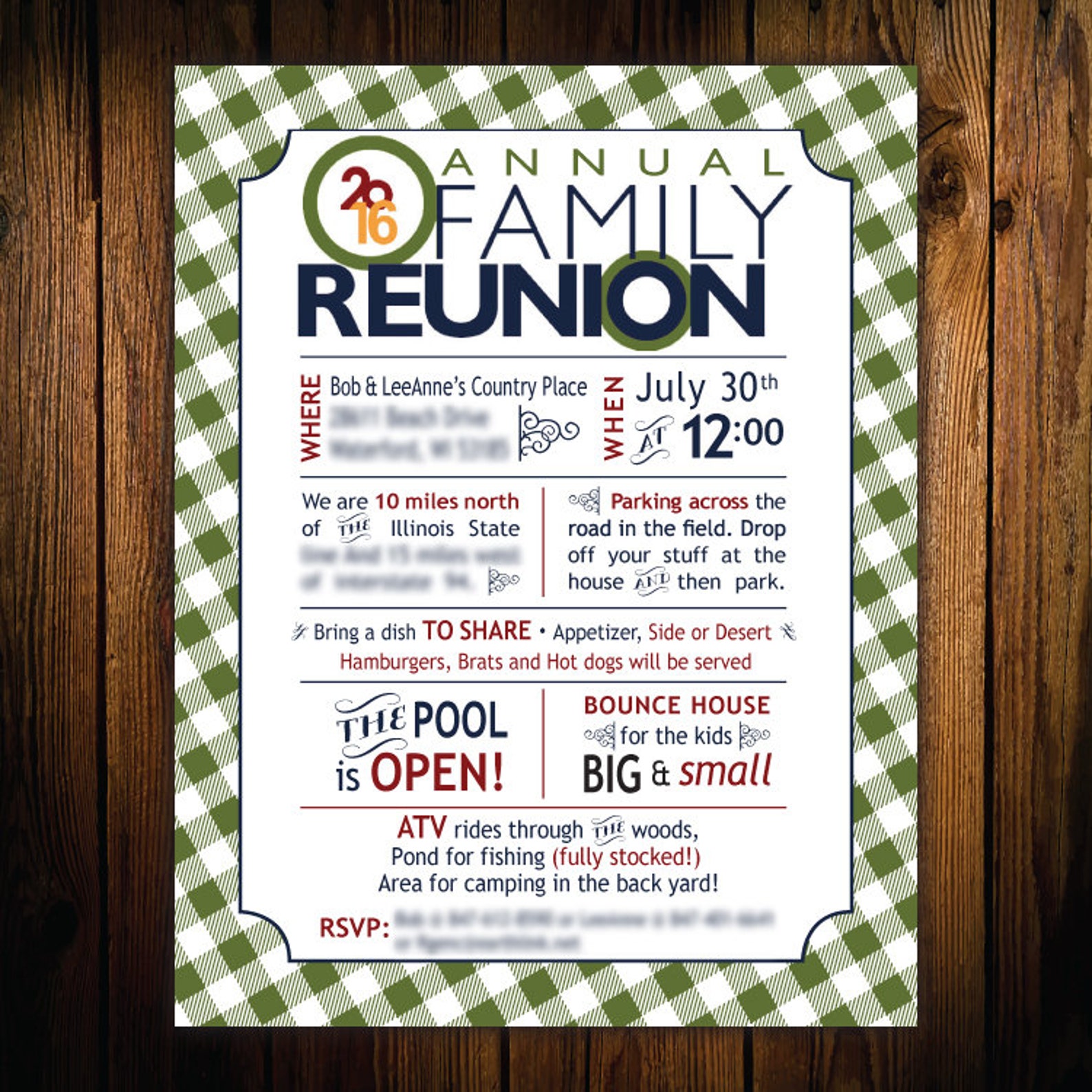 Family Reunion Invitations 8.5 X 11 Size Etsy