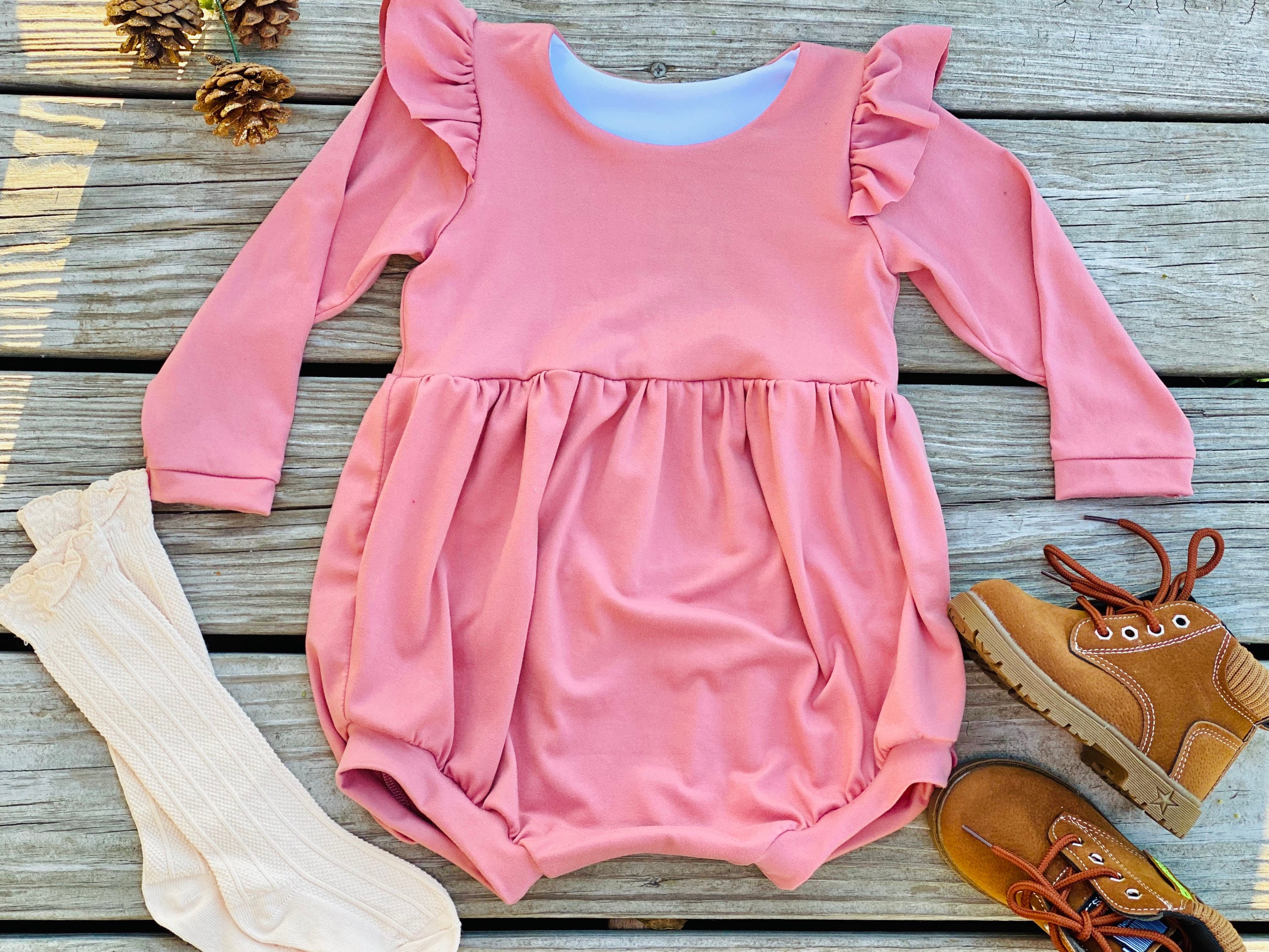 Solid colored bubble romper fall bubble romper long sleeved Etsy