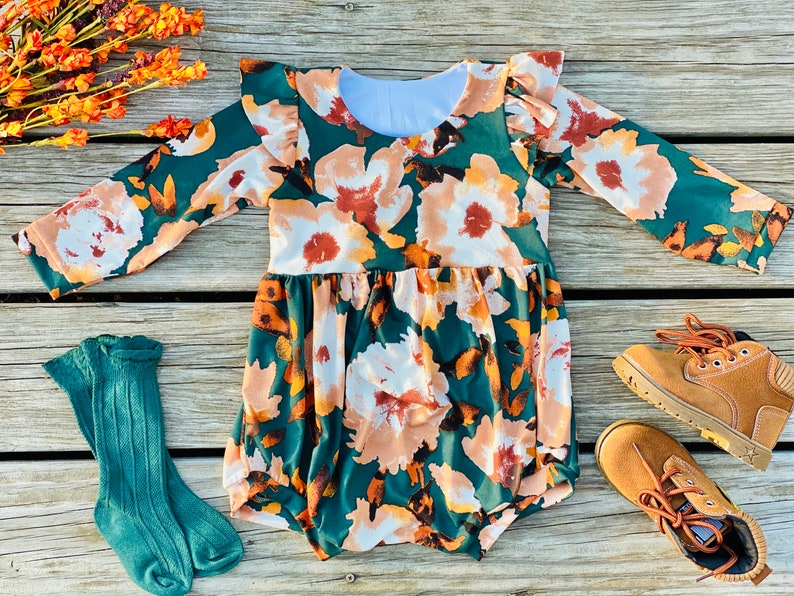 Fall floral bubble romper