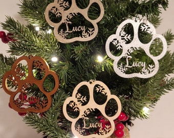 Dog Paw Ornament, Christmas Decoration, Paw Print, Personalized Ornament, Custom Ornament