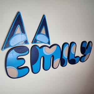 Blue Themed Font, Cartoon, 3D Font, Kids Bedroom, Wooden Letters