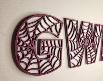 Spider Themed Font, Superhero, 3D Font, Kids Bedroom, Wooden Letters