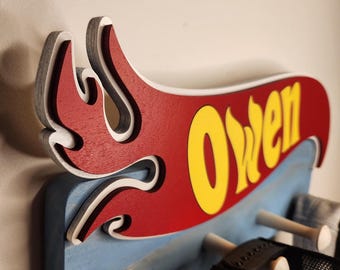 Personalized Car Wheels Kids Coat Rack, Handmade Wall Hanger
