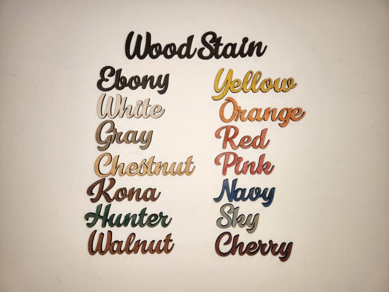 Pu&ograve; includere: Campioni di colore per la tinta per legno in varie tonalit&agrave;, tra cui ebano, bianco, grigio, castagno, koa, cacciatore, noce, giallo, arancione, rosso, rosa, blu navy, cielo e ciliegia.