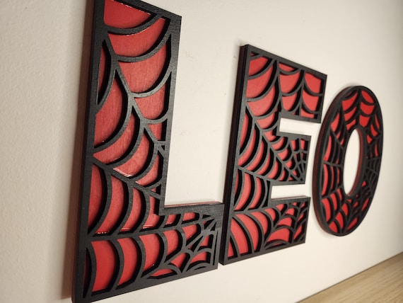 Spider Themed Font, Superhero, 3D Font, Kids Bedroom, Wooden Letters