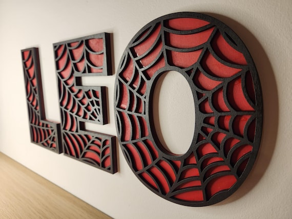 Spider Themed Font, Superhero, 3D Font, Kids Bedroom, Wooden Letters
