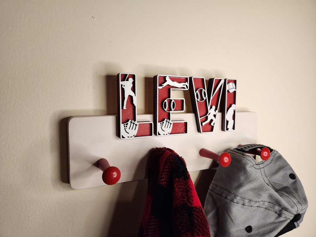 Personalized Baseball Coat Rack: 3D Name Wall Hanger - Etsy