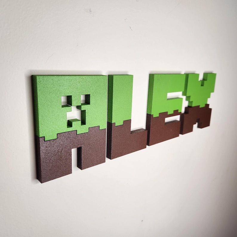 Mine Themed Wooden Letters, 3D Craft Font, Kids Bedroom Decor - Etsy