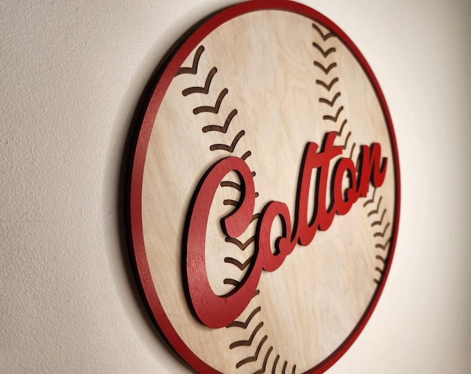 Personalized Baseball Wooden Wall Sign, Kids Room Decor