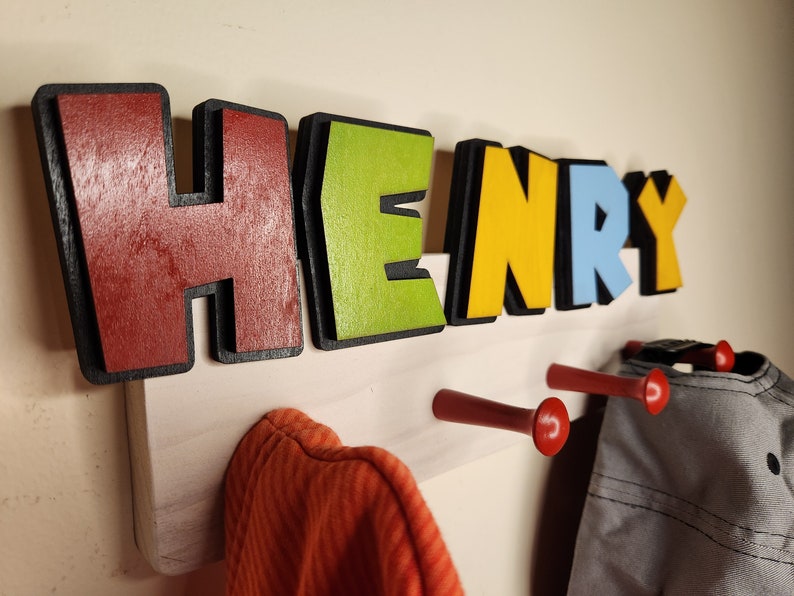 Personalized Video Game Font Coat Rack: Handmade Kids Wall Hanger - Etsy