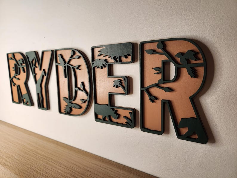 Ryder Lettering Safari Themed Font, 3D Font, Kids Bedroom, Wooden Letters - Etsy