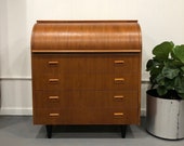 Teak Roll Top Desk Midcentury Danish Modern READ FULL DESCRIPTION