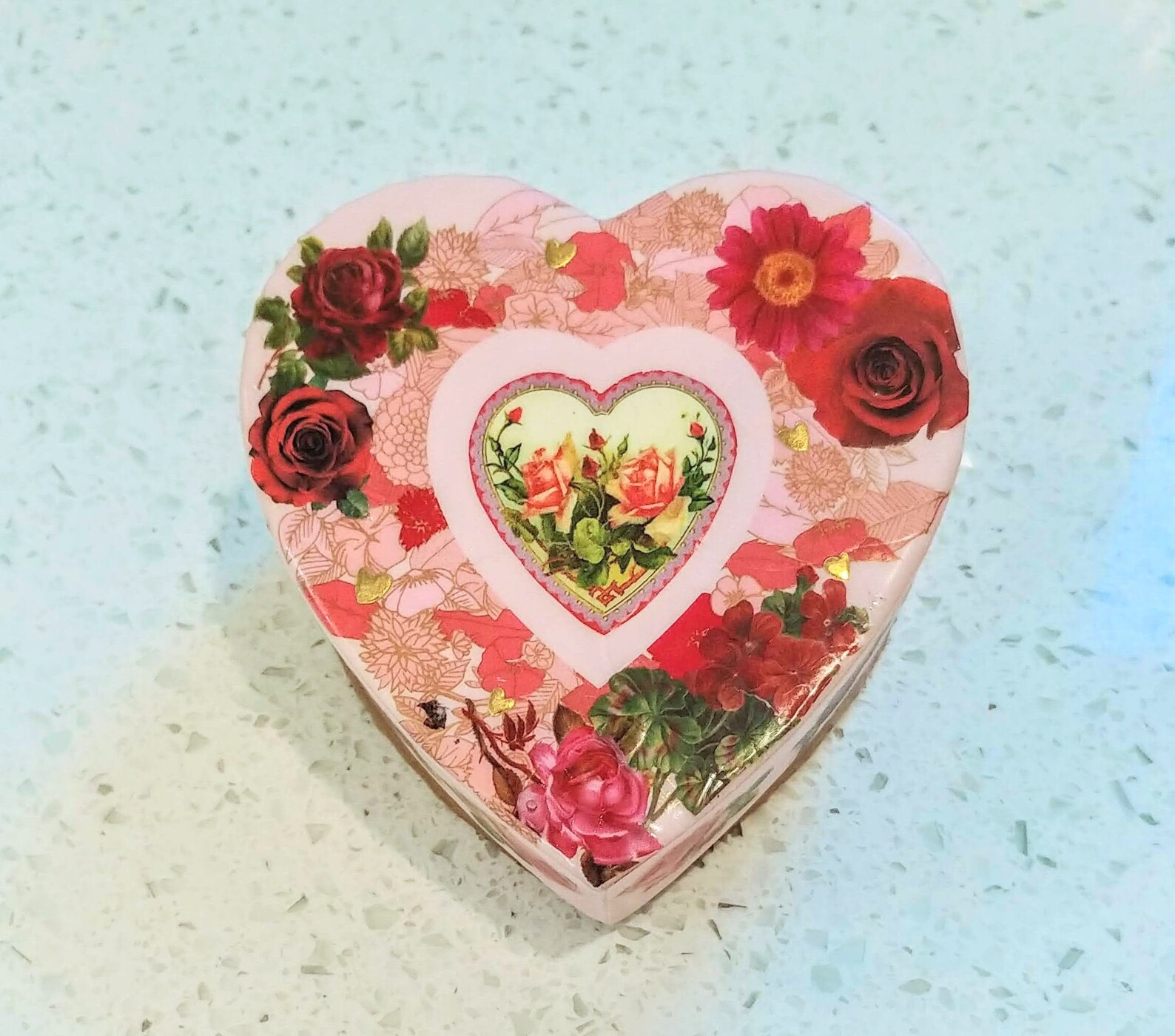 Small Decoupage Heart Box 3 Etsy