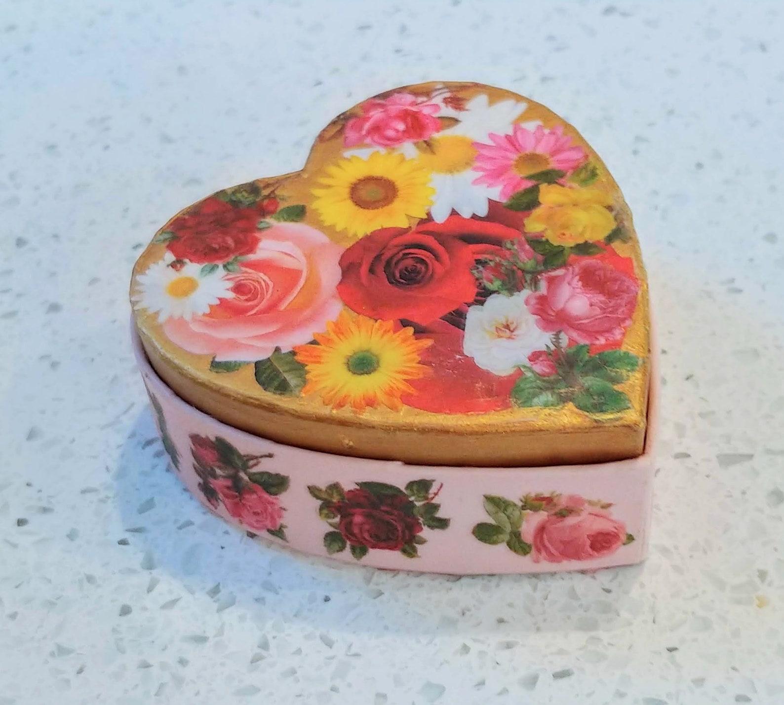 Small Decoupage Heart Box 3 Etsy