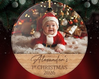 Baby's First Christmas Photo Ornament: Custom Newborn Keepsake