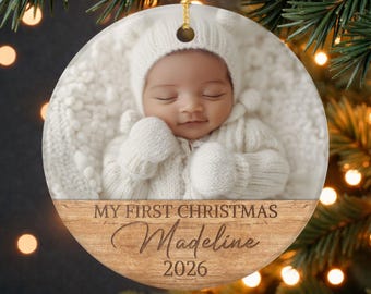 Baby's First Christmas Photo Ornament: Custom Newborn Keepsake