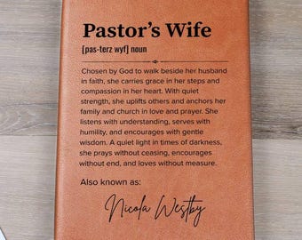 Personalized Pastor's Wife Journal, Customized Vegan Leather Prayer Gift