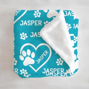 Personalized Dog Blanket: Plush Minky Custom Pet Name Blanket