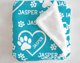 Personalized Dog Blanket: Plush Minky Custom Pet Name Blanket
