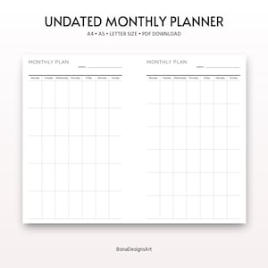 Undated Monthly Planner Printable, Instant Download, Monthly Planner Page, Planner Printable, Monthly Schedule, Monthly Printable To Do List