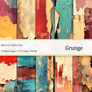 Carte digitali grunge, grunge usurato, carte grunge strappate, download istantaneo, stampa grunge, download digitale, arte grunge, grunge colorato