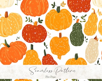 Pumpkin Seamless Pattern: Autumn Scrapbook Paper (Digital Download)