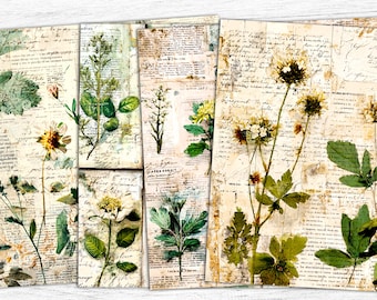 Botanical Junk Journal Papers: Vintage Floral Collage (Digital Download)