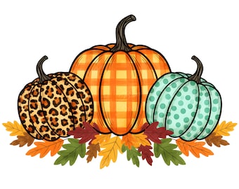 Imágenes PNG de calabaza con estampado de leopardo, diseño para sublimación (descarga digital)