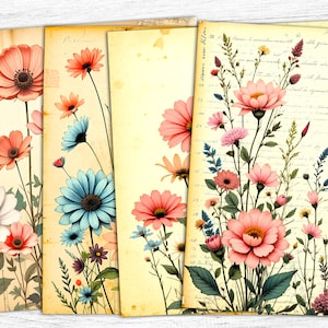 Watercolor Flowers Junk Journal Papers, Flowers Papers, Flower Collage Papers, Spring Paper, Spring Digital Papers, Digital Download