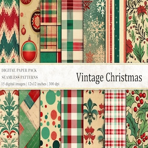 Vintage Christmas Digital Paper: Seamless Patterns (Digital Download)