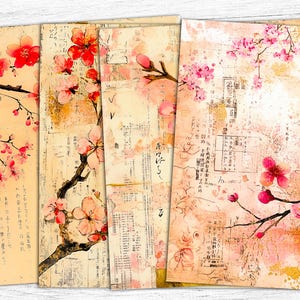 Sakura Junk Journal Papers, Japanischer Hintergrund, Japanisches Papier, digitaler Download, Japanisch bedruckbar, Sakura Papiere, Japanische Blumen Kunst