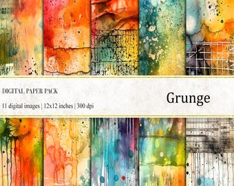 Colorful Grunge Digital Papers: Distressed Textures (Digital Download)