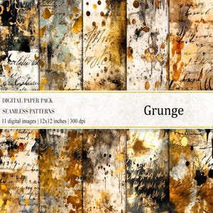 Grunge Digital Papers, Distressed Grunge, Grunge Printable, Grunge Art, Grunge Seamless Patterns, Digital Download, commercial use