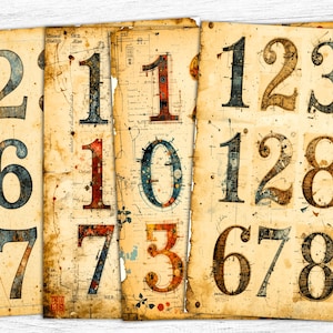 Vintage Letter Number Papers: Grunge Ephemera (Digital Download)