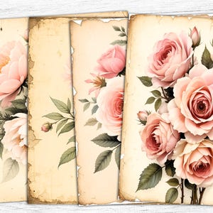 Peony Junk Journal Paper, Vintage Printable, Decoupage Printable, Digital Download, Roses Printable, commercial use, Roses Background