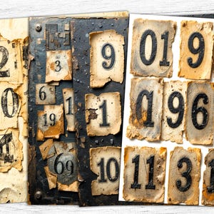 Grunge Numbers & Letters: Vintage Junk Journal Pages (Digital Download)