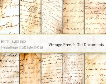 Papier vintage français : documents éphémères anciens (téléchargement numérique)