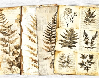 Botanical Junk Journal Papers: Vintage Floral Collage (Digital Download)