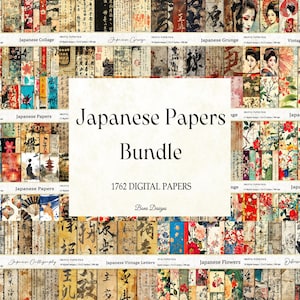 Japanese Papers Bundle: 1762 Asian Scrapbook Pages Junk Journal Kit (Digital Download)
