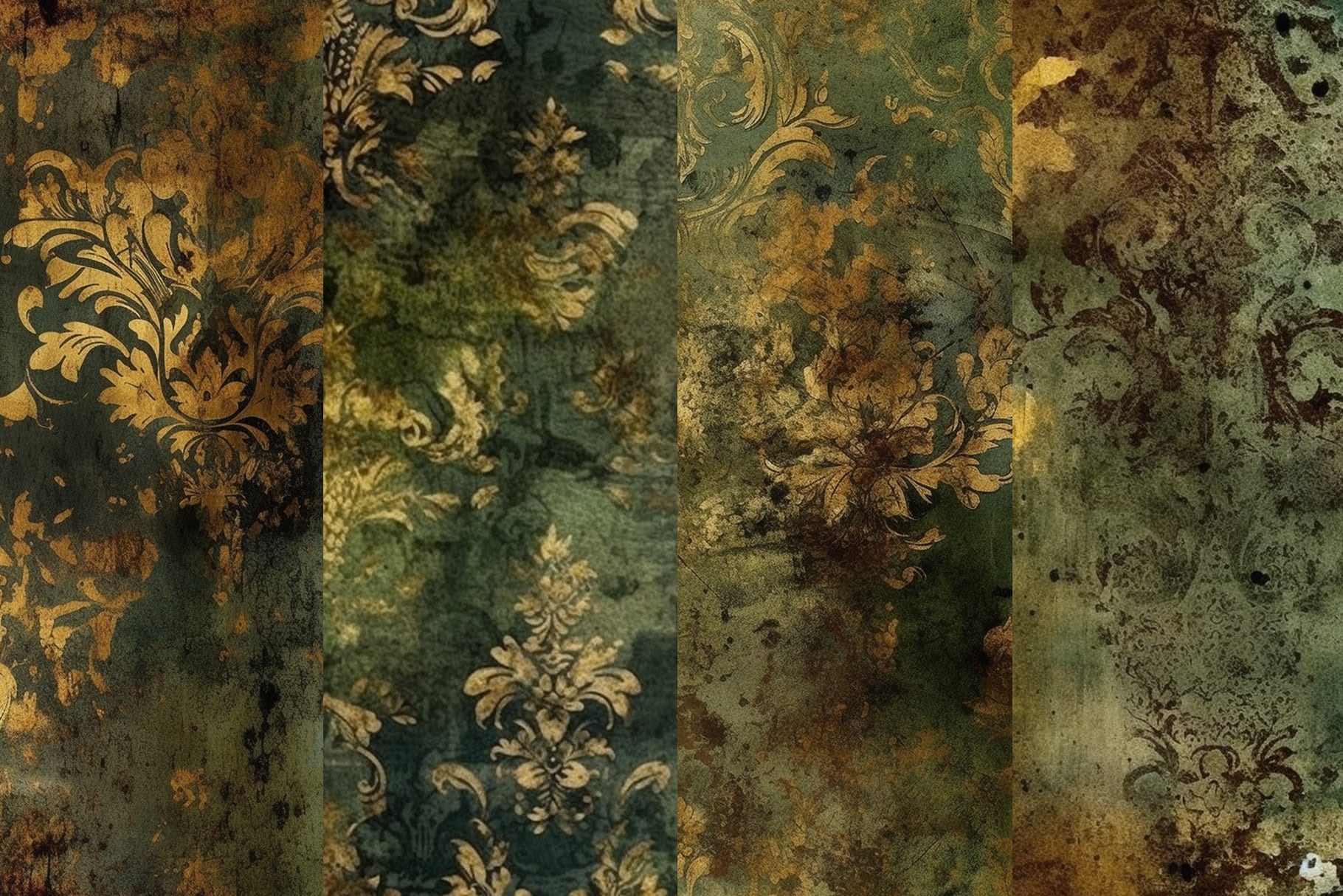 Distressed Damask Digital Papers: Grunge Seamless Patterns (digital ...