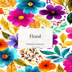 Floral Seamless Pattern, Floral Pattern, Watercolor Flowers, Vivid Flowers Seamless, Digital Download, Summer Paper, Instant Download