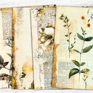 Botanische Junk Journal Papiere, Vintage Ephemera, Collage Sheet, Vintage Blumen, Kräuterpapier, Botanische Collage, Botanischer Druck, digitale Kunst