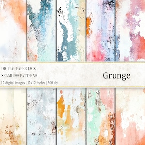 Digitale grunge-papieren, aquarel grunge, pastel grunge, grunge achtergrond, roze beige papier, naadloze grunge patronen, digitale download