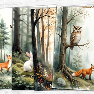 Forest Animals Junk Journal Papers, Animals Digital Papers, Forest Paper, Forest Animals Journal Pages, Animals Printable, Digital Download