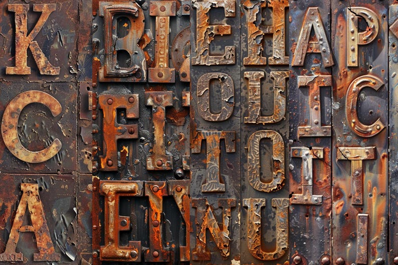Rusty Metal Alphabet Digital Papers, Grunge Font (instant Download) - Etsy